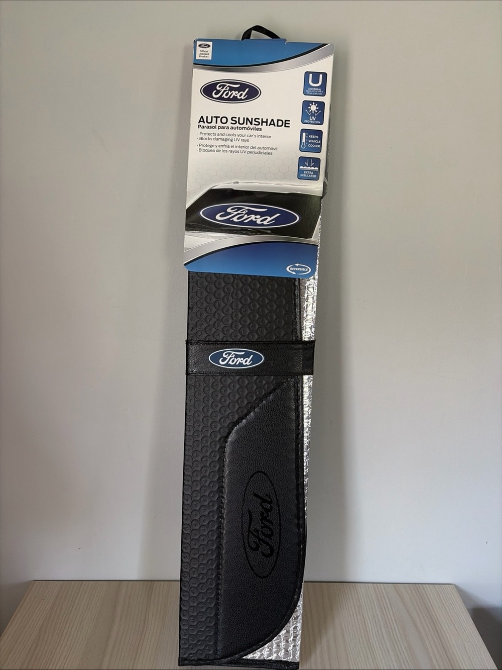 Ford New! Black Auto Sunshade - Foldable Windshield Protector